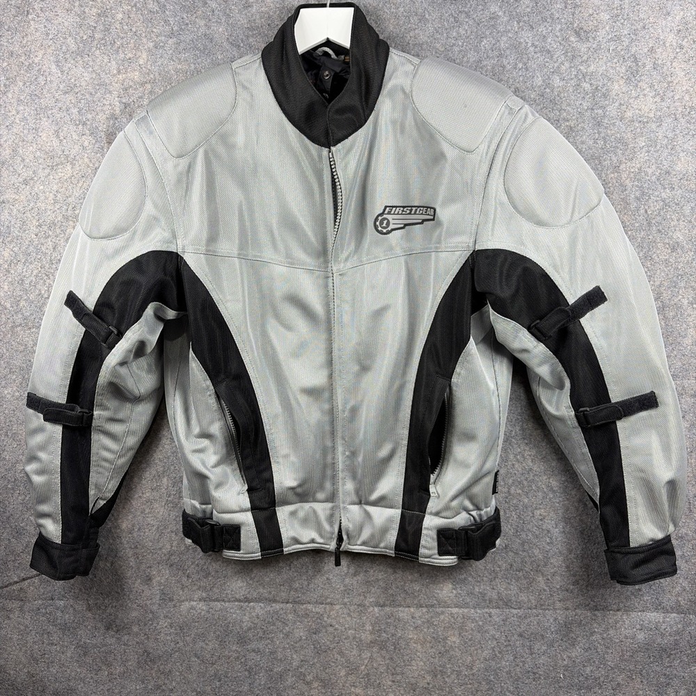 Unisex First Gear Hypertex SAFE Silver/Black Padded Motorcycle Jacket - Size S/M